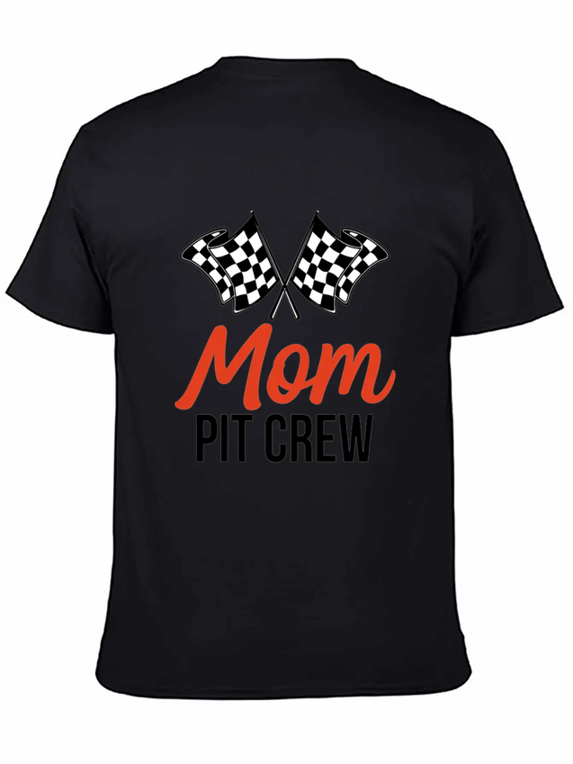 Mom Pit Crew Funny Hosting Car Race Birthday Party Lightweight Cotton T-Shirt – Daily Comfort Graphic Shirt