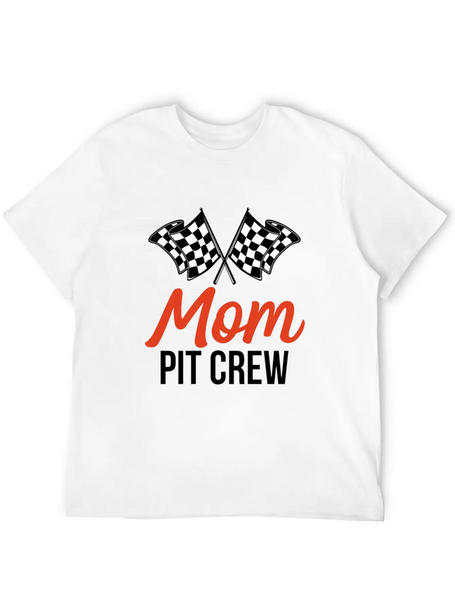 Mom Pit Crew Funny Hosting Car Race Birthday Party Lightweight Cotton T-Shirt – Daily Comfort Graphic Shirt