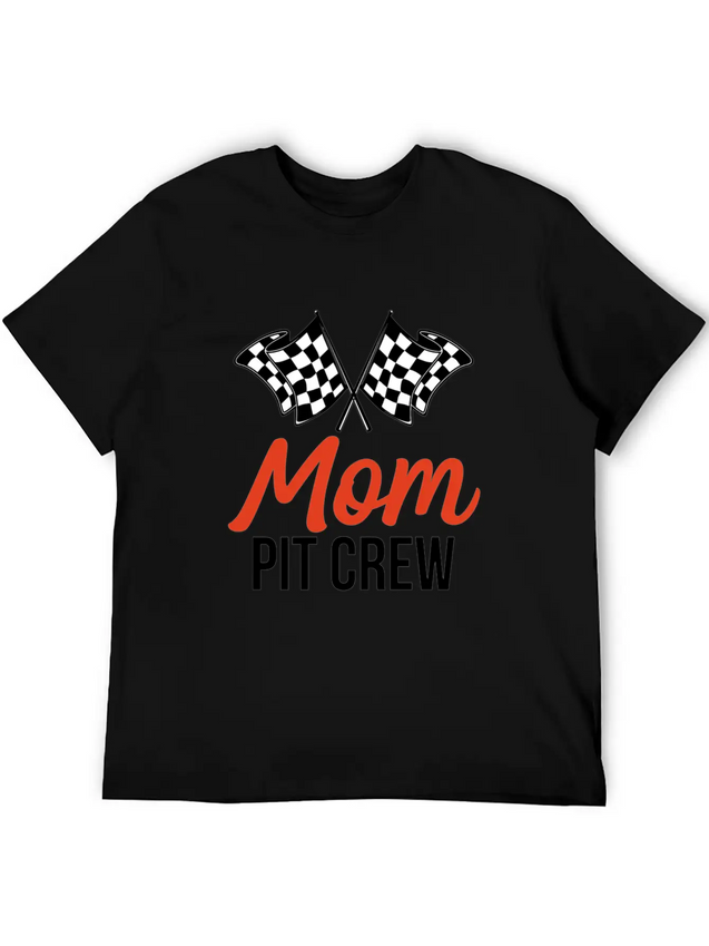 Mom Pit Crew Funny Hosting Car Race Birthday Party Lightweight Cotton T-Shirt – Daily Comfort Graphic Shirt