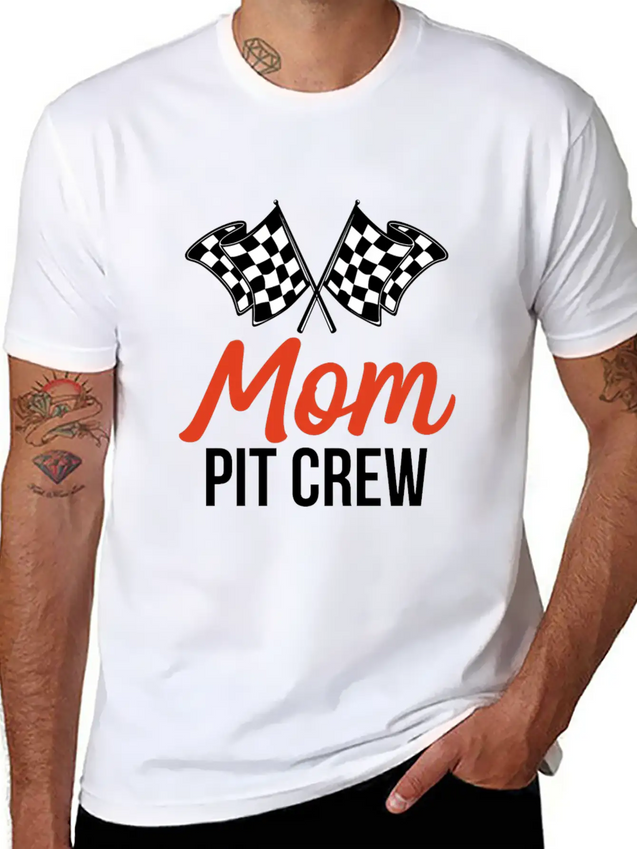 Mom Pit Crew Funny Hosting Car Race Birthday Party Lightweight Cotton T-Shirt – Daily Comfort Graphic Shirt