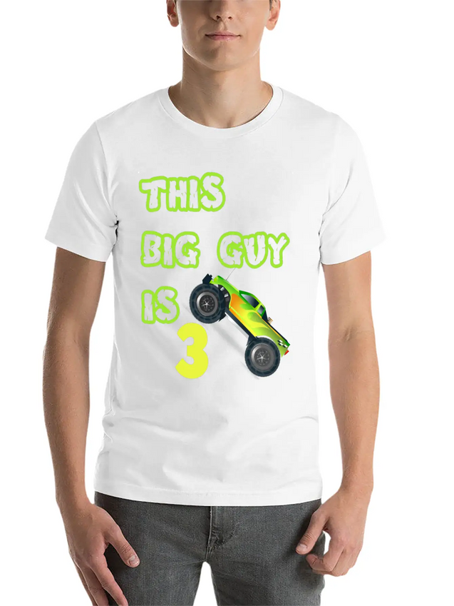 Monster Truck Birthday 3 Year Old Gift Lightweight Cotton T-Shirt – Daily Comfort Graphic Shirt