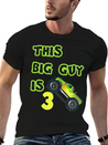Monster Truck Birthday 3 Year Old Gift Lightweight Cotton T-Shirt – Daily Comfort Graphic Shirt