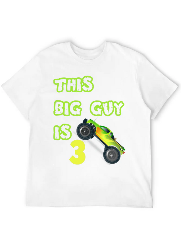 Monster Truck Birthday 3 Year Old Gift Lightweight Cotton T-Shirt – Daily Comfort Graphic Shirt