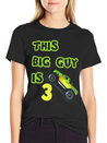 Monster Truck Birthday 3 Year Old Gift Lightweight Cotton T-Shirt – Daily Comfort Graphic Shirt