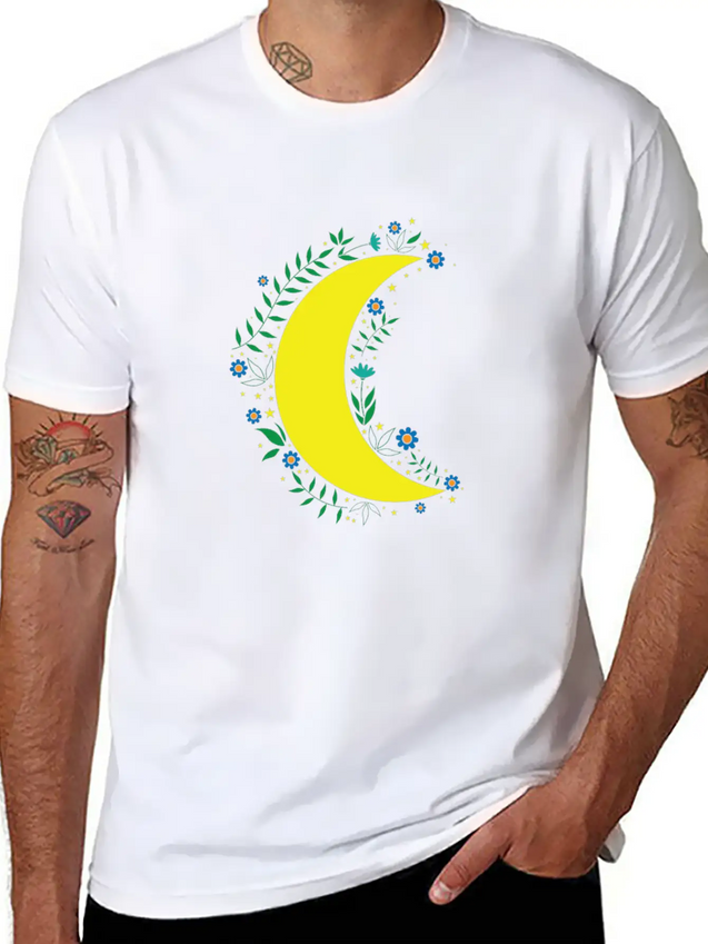 Moon Flowers Infinite Night Sky Lightweight Cotton T-Shirt – Daily Comfort Graphic Shirt