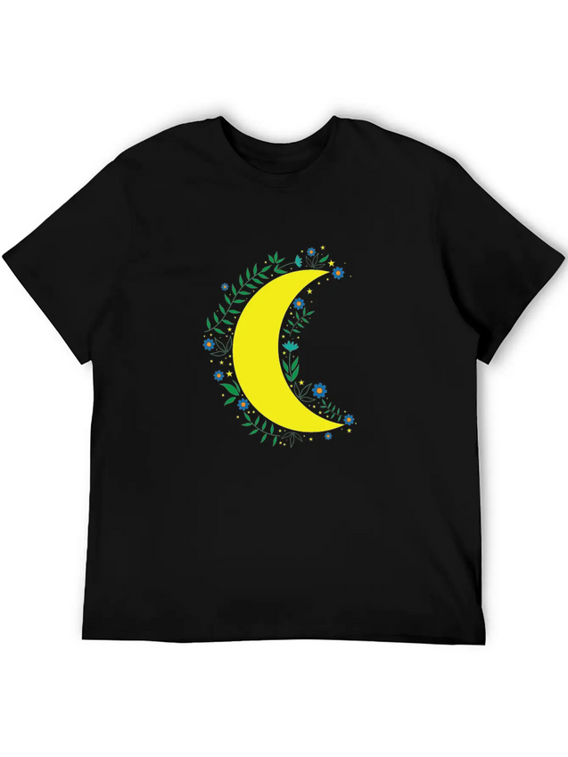 Moon Flowers Infinite Night Sky Lightweight Cotton T-Shirt – Daily Comfort Graphic Shirt