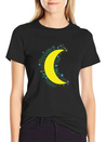 Moon Flowers Infinite Night Sky Lightweight Cotton T-Shirt – Daily Comfort Graphic Shirt