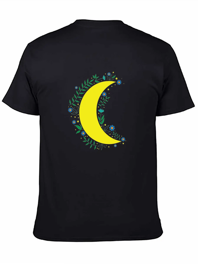 Moon Flowers Infinite Night Sky Lightweight Cotton T-Shirt – Daily Comfort Graphic Shirt