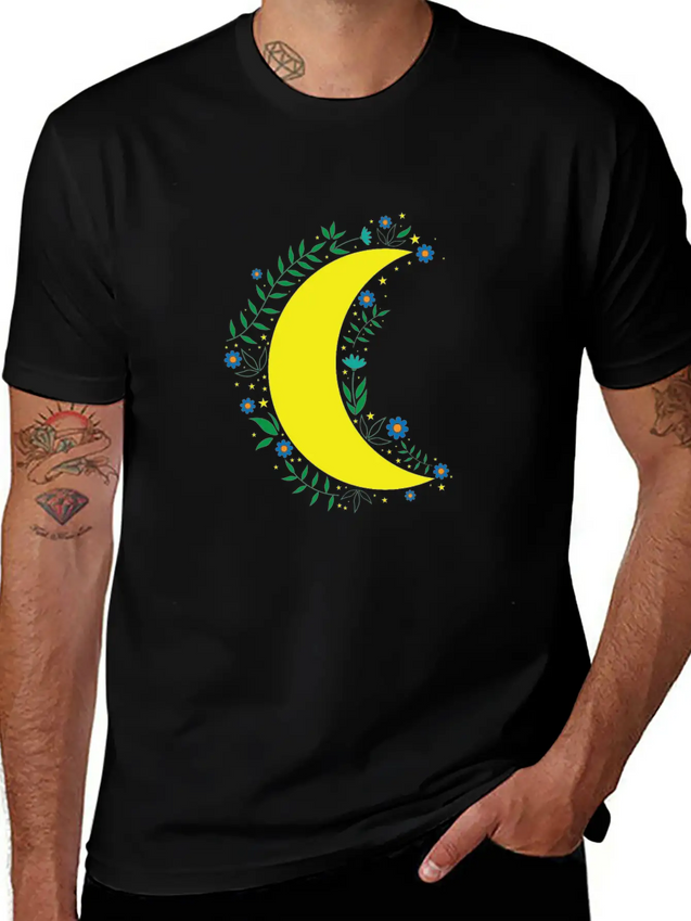 Moon Flowers Infinite Night Sky Lightweight Cotton T-Shirt – Daily Comfort Graphic Shirt