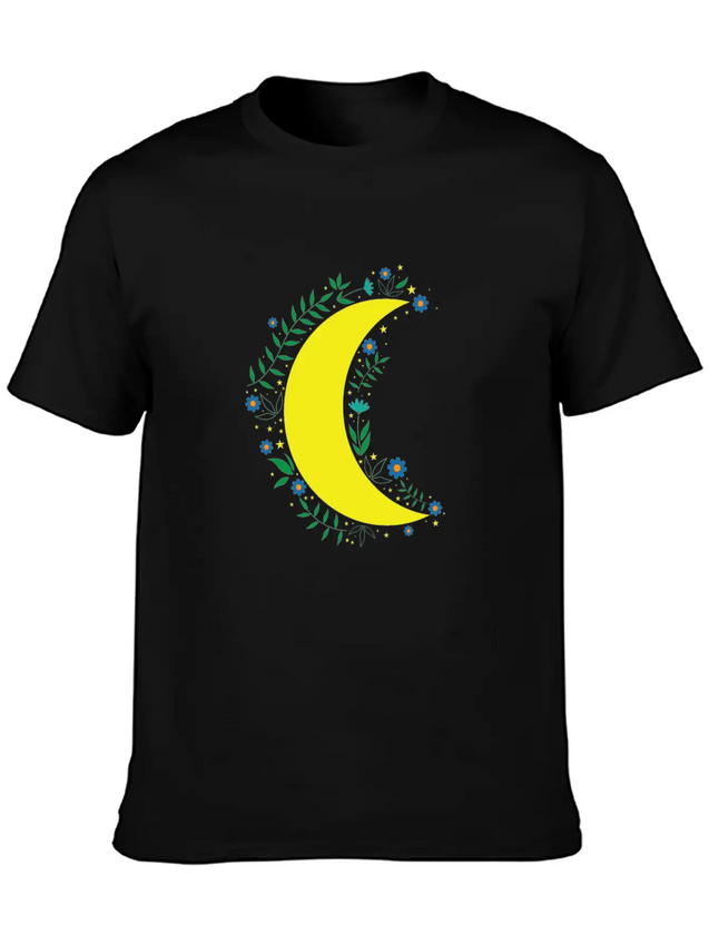 Moon Flowers Infinite Night Sky Lightweight Cotton T-Shirt – Daily Comfort Graphic Shirt