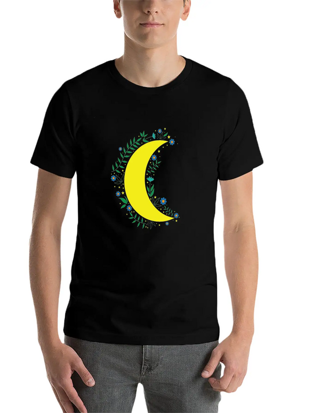 Moon Flowers Infinite Night Sky Lightweight Cotton T-Shirt – Daily Comfort Graphic Shirt