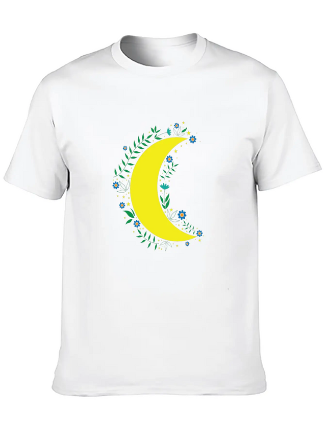 Moon Flowers Infinite Night Sky Lightweight Cotton T-Shirt – Daily Comfort Graphic Shirt