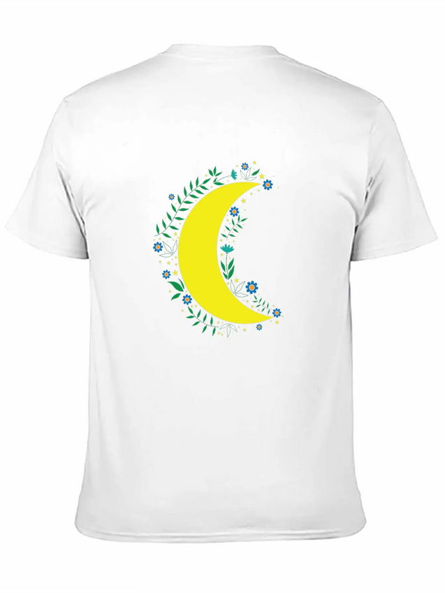 Moon Flowers Infinite Night Sky Lightweight Cotton T-Shirt – Daily Comfort Graphic Shirt