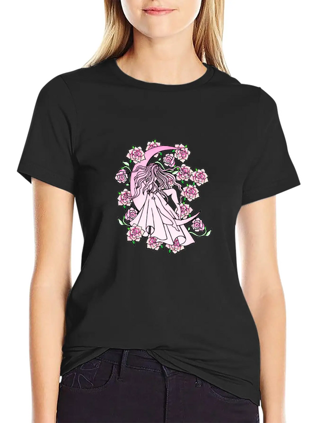 Moon Goddess Lightweight Cotton T-Shirt – Daily Comfort Graphic Shirt