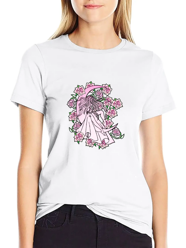 Moon Goddess Lightweight Cotton T-Shirt – Daily Comfort Graphic Shirt