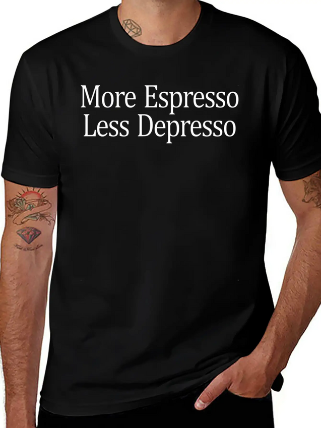 More Espresso - Less Depresso - Lightweight Cotton T-Shirt – Daily Comfort Graphic Shirt