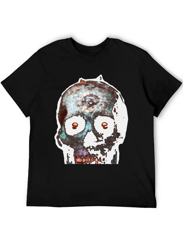 Mosaic Skull Lightweight Cotton T-Shirt – Daily Comfort Graphic Shirt