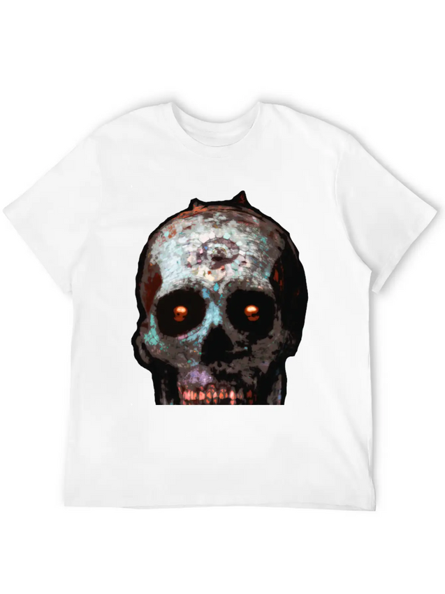 Mosaic Skull Lightweight Cotton T-Shirt – Daily Comfort Graphic Shirt