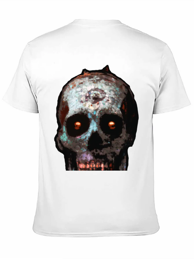 Mosaic Skull Lightweight Cotton T-Shirt – Daily Comfort Graphic Shirt