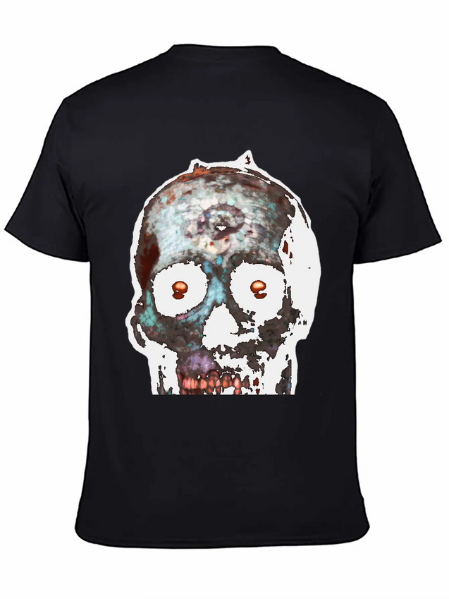 Mosaic Skull Lightweight Cotton T-Shirt – Daily Comfort Graphic Shirt