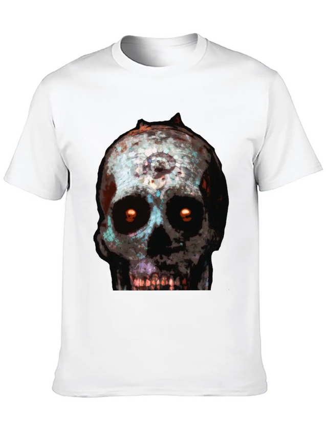Mosaic Skull Lightweight Cotton T-Shirt – Daily Comfort Graphic Shirt