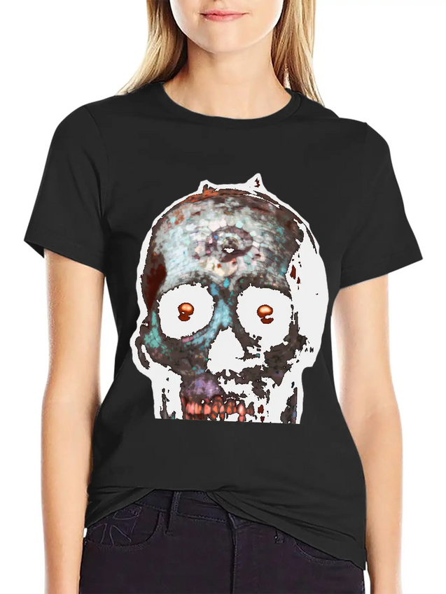 Mosaic Skull Lightweight Cotton T-Shirt – Daily Comfort Graphic Shirt