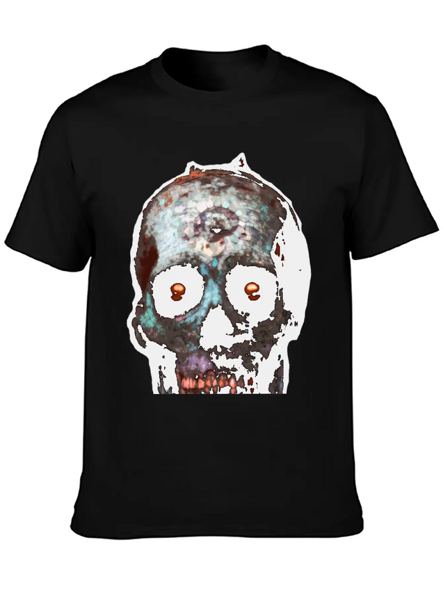Mosaic Skull Lightweight Cotton T-Shirt – Daily Comfort Graphic Shirt