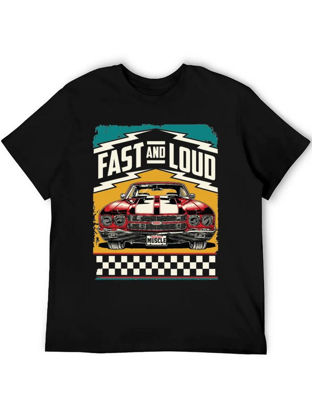 Muscle Classic Club - Classic Muscle Car Lightweight Cotton T-Shirt – Daily Comfort Graphic Shirt