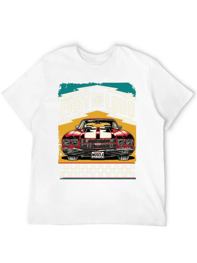 Muscle Classic Club - Classic Muscle Car Lightweight Cotton T-Shirt – Daily Comfort Graphic Shirt