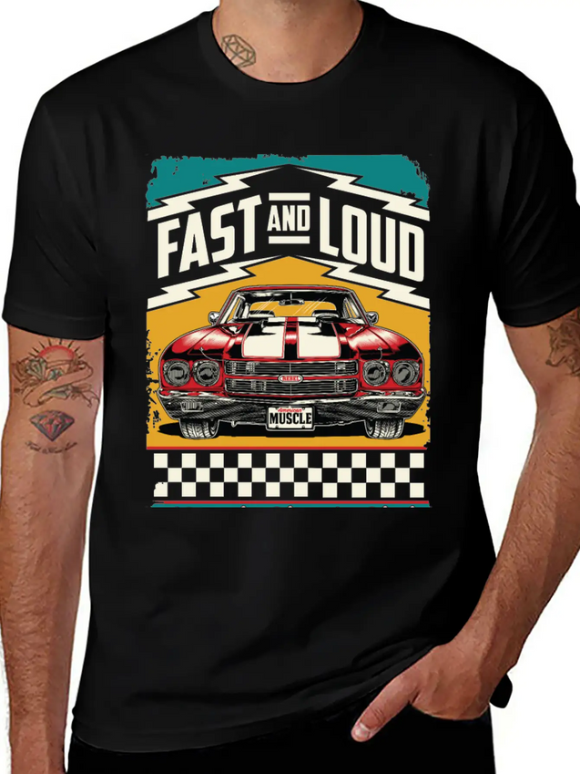 Muscle Classic Club - Classic Muscle Car Lightweight Cotton T-Shirt – Daily Comfort Graphic Shirt