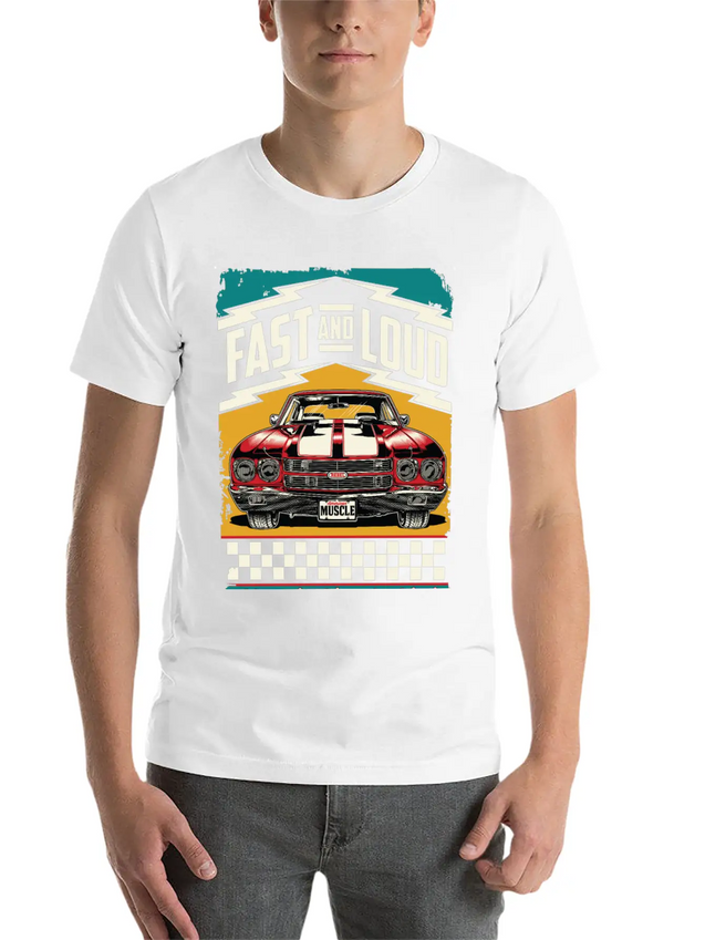 Muscle Classic Club - Classic Muscle Car Lightweight Cotton T-Shirt – Daily Comfort Graphic Shirt