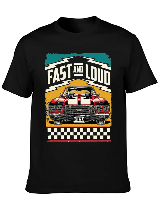 Muscle Classic Club - Classic Muscle Car Lightweight Cotton T-Shirt – Daily Comfort Graphic Shirt
