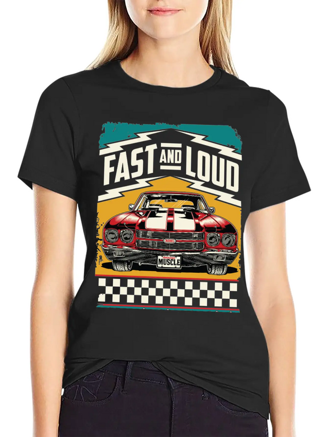 Muscle Classic Club - Classic Muscle Car Lightweight Cotton T-Shirt – Daily Comfort Graphic Shirt