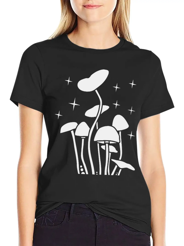 Mushroomswhite Lightweight Cotton T-Shirt – Daily Comfort Graphic Shirt