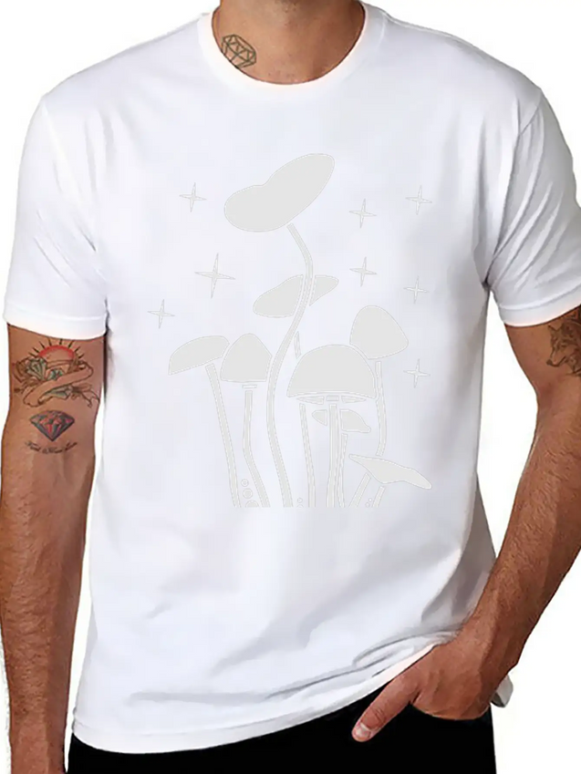 Mushroomswhite Lightweight Cotton T-Shirt – Daily Comfort Graphic Shirt