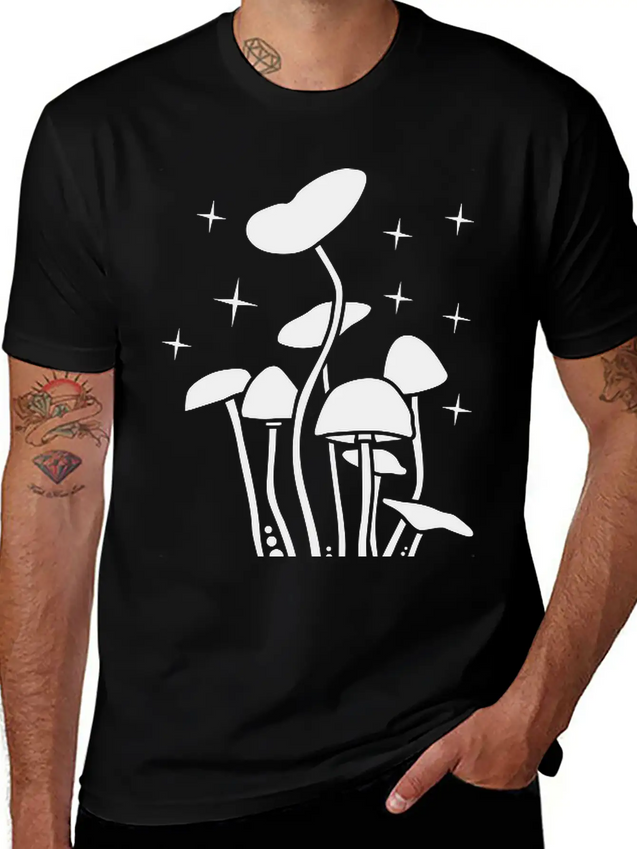 Mushroomswhite Lightweight Cotton T-Shirt – Daily Comfort Graphic Shirt