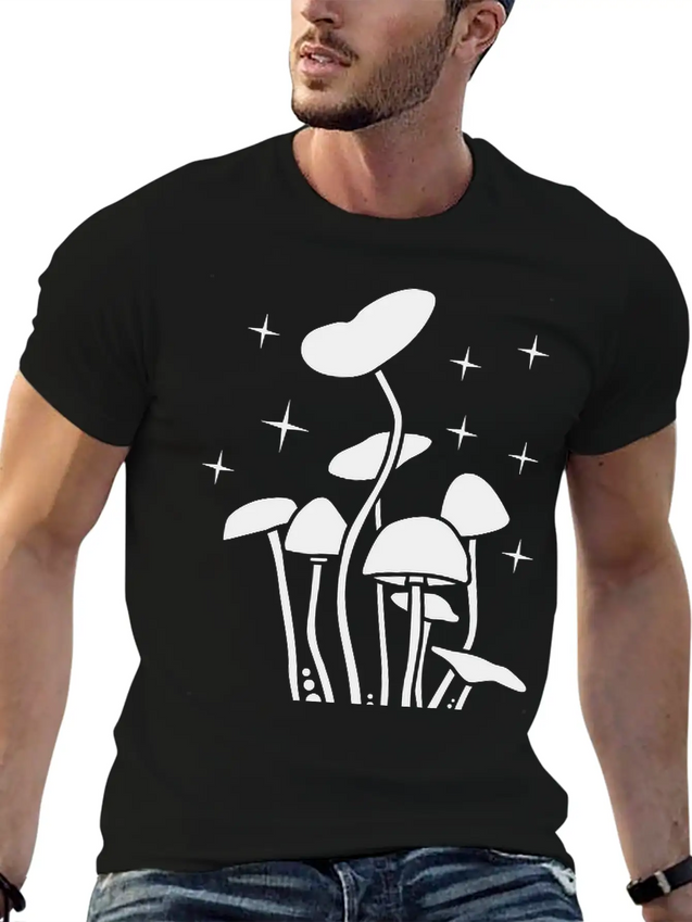Mushroomswhite Lightweight Cotton T-Shirt – Daily Comfort Graphic Shirt