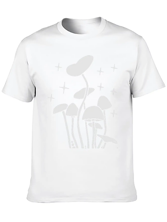 Mushroomswhite Lightweight Cotton T-Shirt – Daily Comfort Graphic Shirt