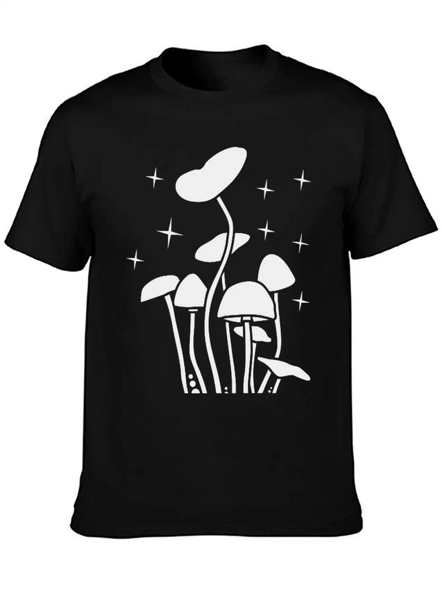 Mushroomswhite Lightweight Cotton T-Shirt – Daily Comfort Graphic Shirt