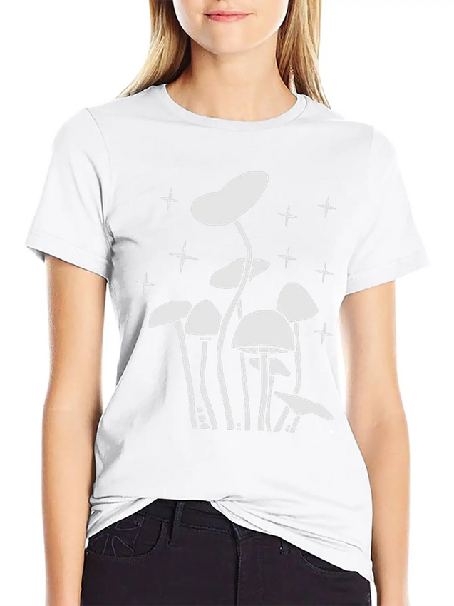 Mushroomswhite Lightweight Cotton T-Shirt – Daily Comfort Graphic Shirt