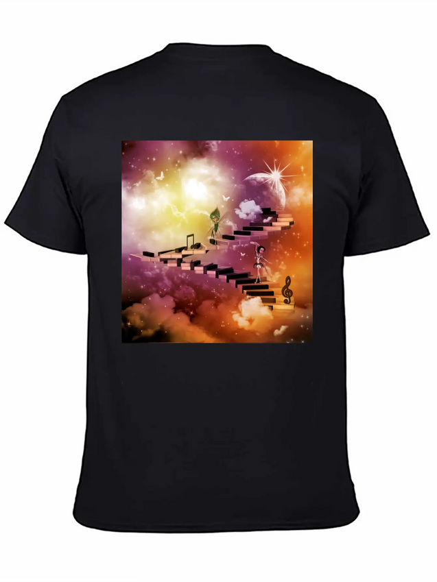 Music, Cute Dancing Fairys On A Piano Lightweight Cotton T-Shirt – Daily Comfort Graphic Shirt