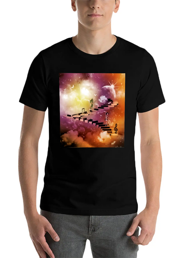 Music, Cute Dancing Fairys On A Piano Lightweight Cotton T-Shirt – Daily Comfort Graphic Shirt