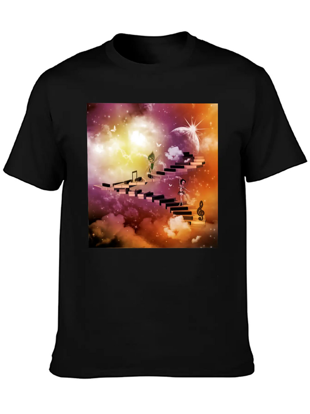Music, Cute Dancing Fairys On A Piano Lightweight Cotton T-Shirt – Daily Comfort Graphic Shirt