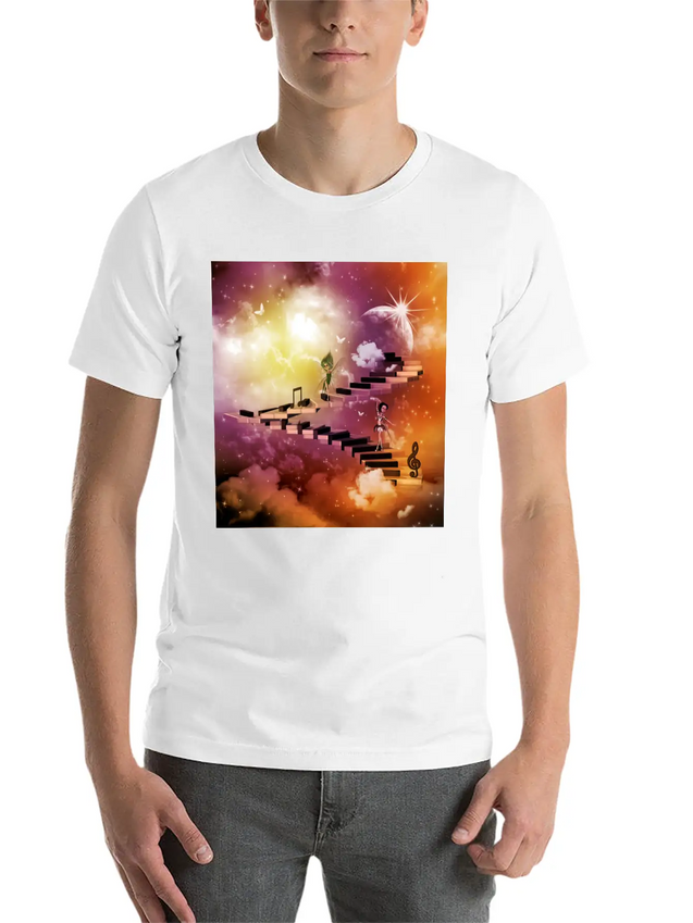 Music, Cute Dancing Fairys On A Piano Lightweight Cotton T-Shirt – Daily Comfort Graphic Shirt