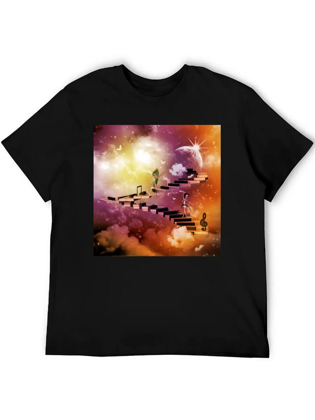 Music, Cute Dancing Fairys On A Piano Lightweight Cotton T-Shirt – Daily Comfort Graphic Shirt