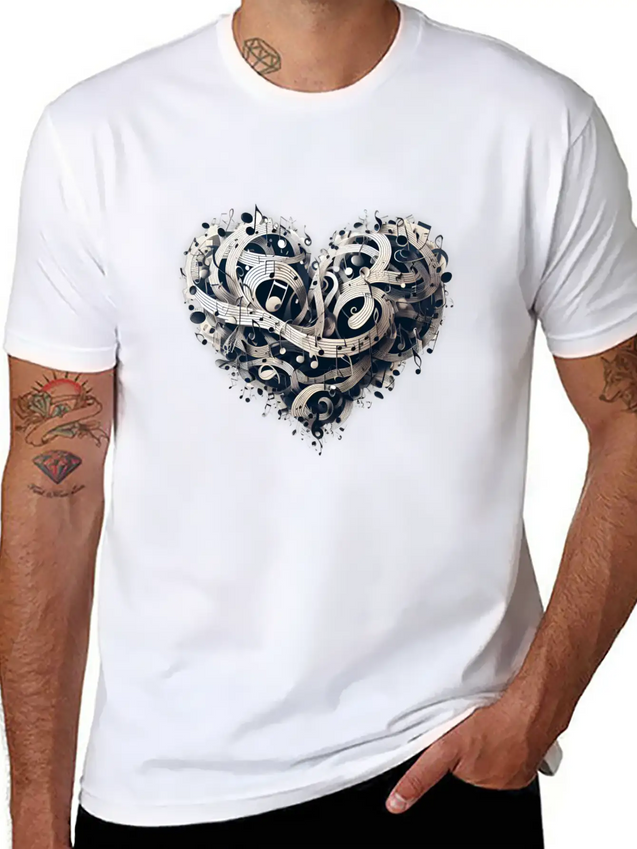 Musical Heart Lightweight Cotton T-Shirt – Daily Comfort Graphic Shirt