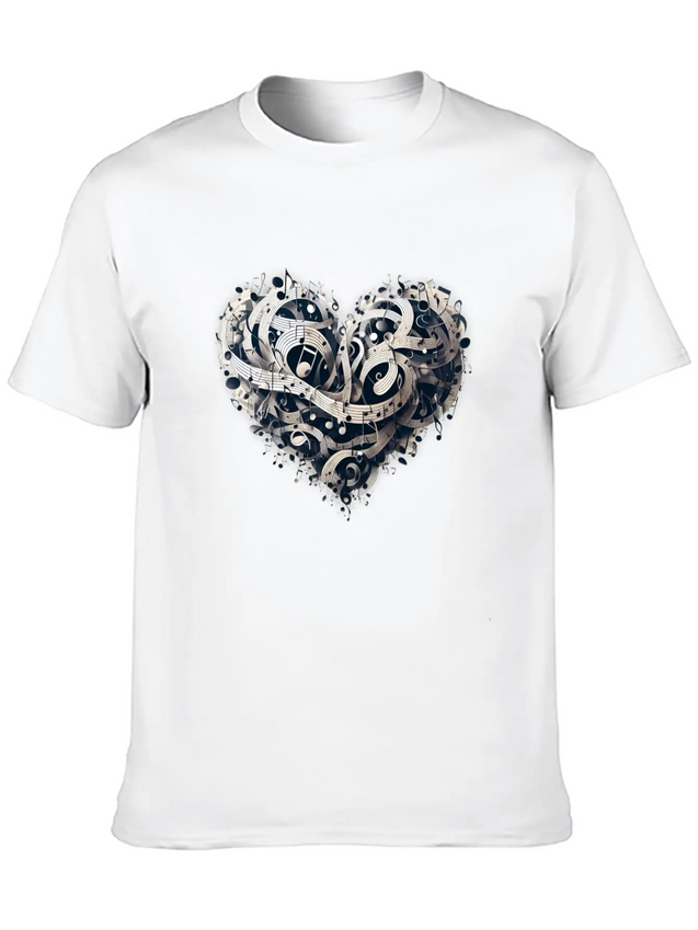 Musical Heart Lightweight Cotton T-Shirt – Daily Comfort Graphic Shirt