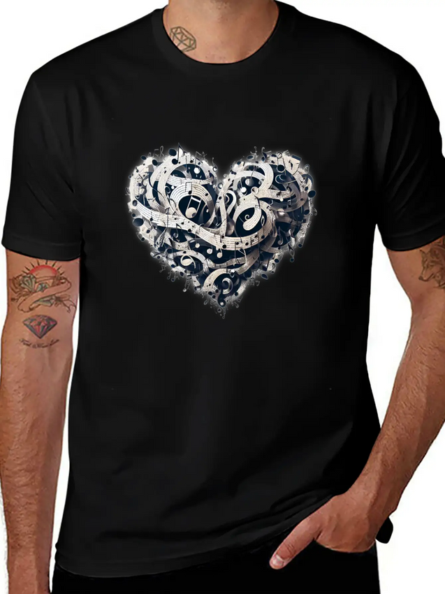 Musical Heart Lightweight Cotton T-Shirt – Daily Comfort Graphic Shirt