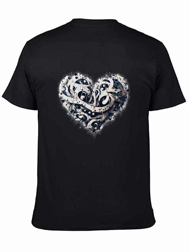 Musical Heart Lightweight Cotton T-Shirt – Daily Comfort Graphic Shirt