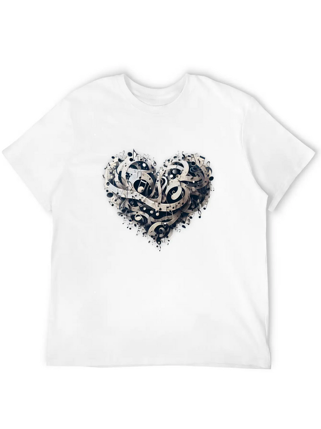 Musical Heart Lightweight Cotton T-Shirt – Daily Comfort Graphic Shirt